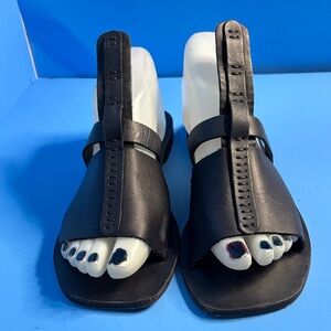 Free People Elegant Black Leather Sandals Sz 37 VGUC